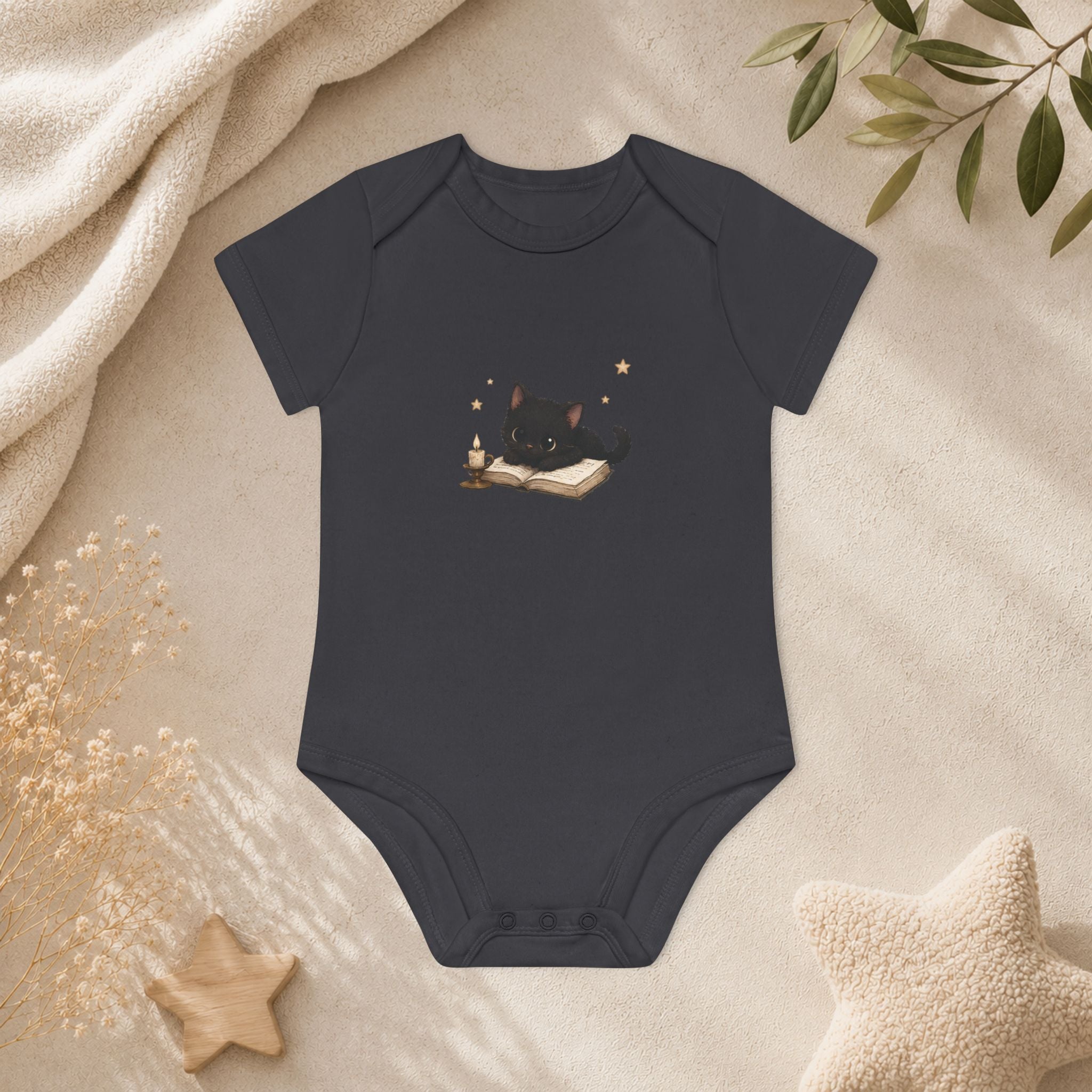 Baby Organic Short Sleeve Body- Black Cat