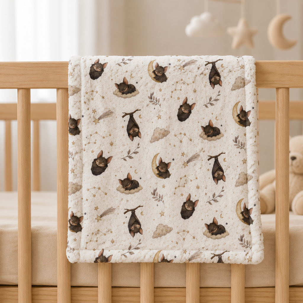 Minky Baby Lovey Blanket - Sleepy Bat