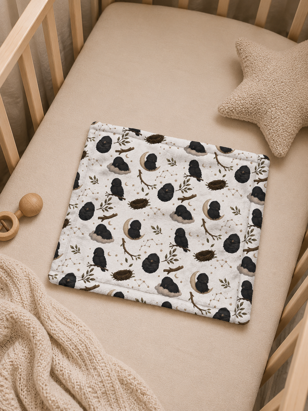 Minky Baby Lovey Blanket – Sleepy Crow