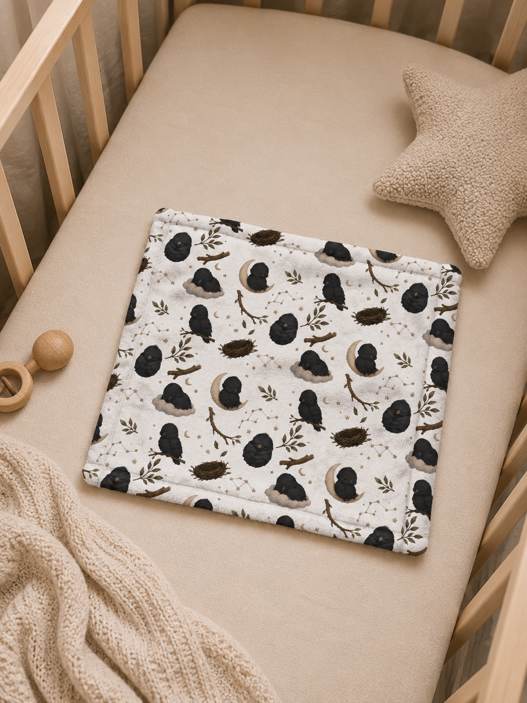 Minky Baby Lovey Blanket – Sleepy Crow