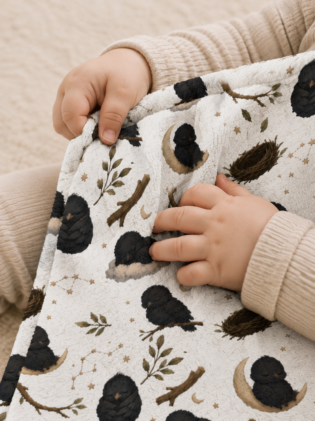 Minky Baby Lovey Blanket – Sleepy Crow