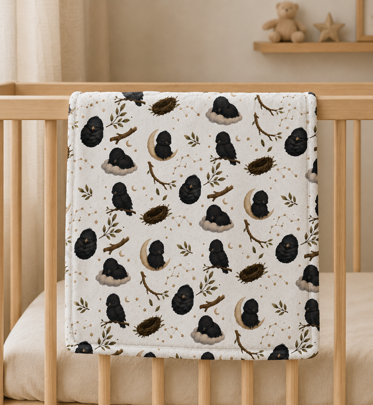 Minky Baby Lovey Blanket – Sleepy Crow