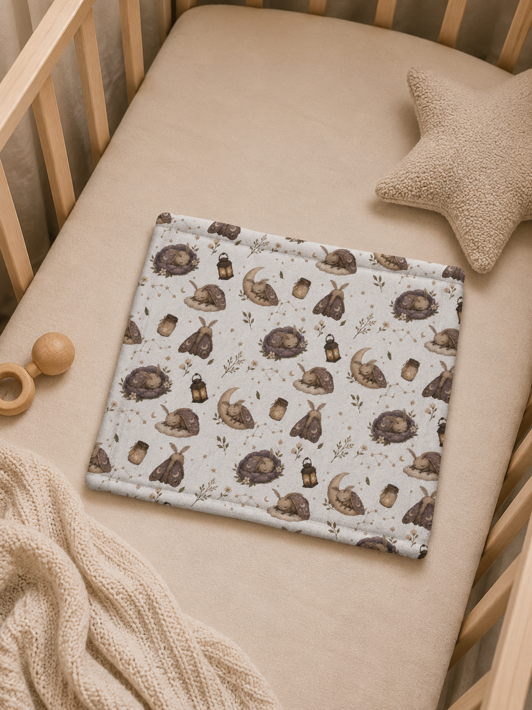Minky Baby Lovey Blanket - Sleepy Moth
