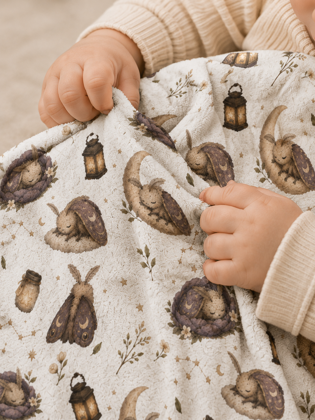 Minky Baby Lovey Blanket - Sleepy Moth
