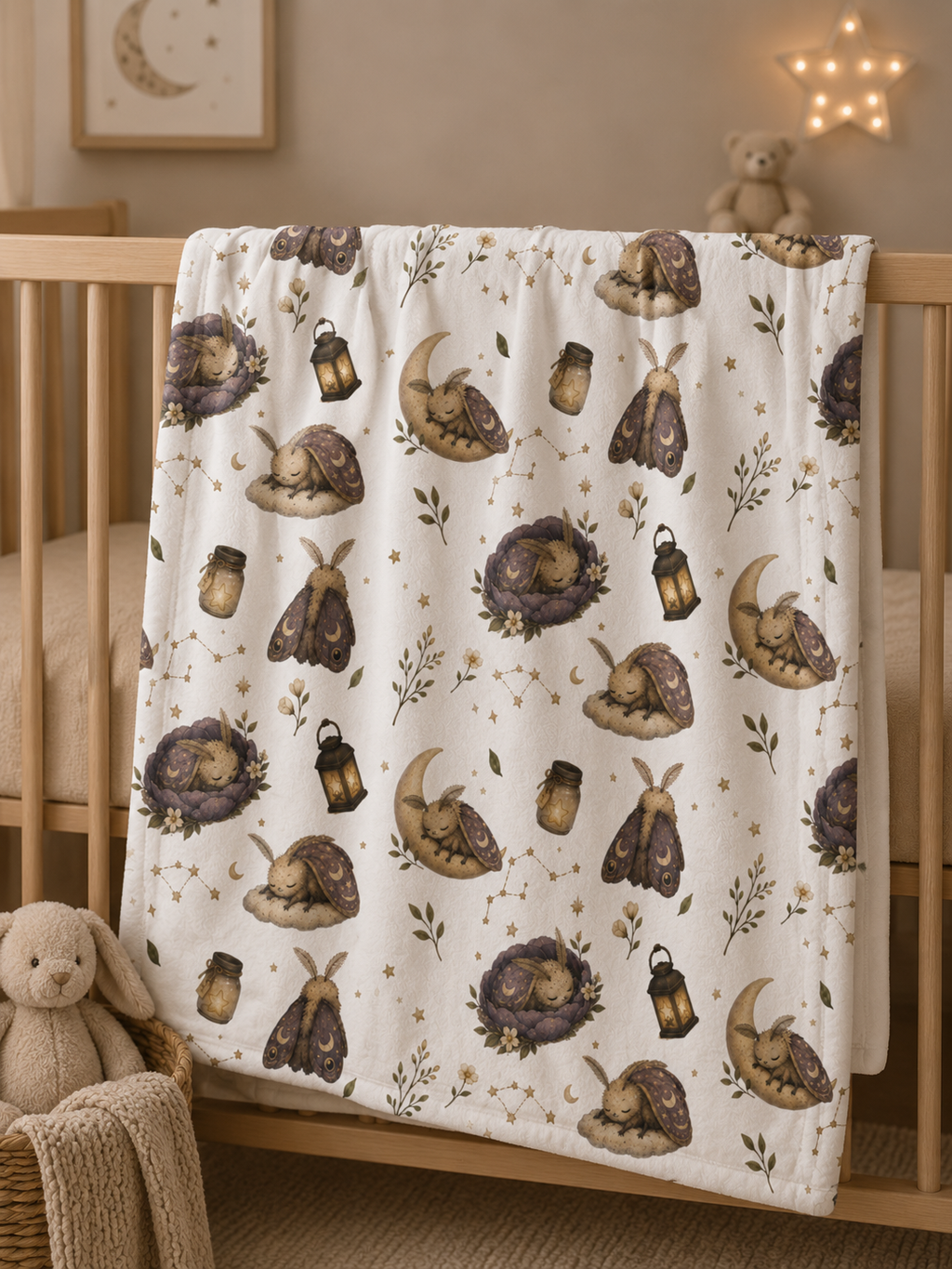 Soft Fleece Baby Blanket - Sleepy Moth