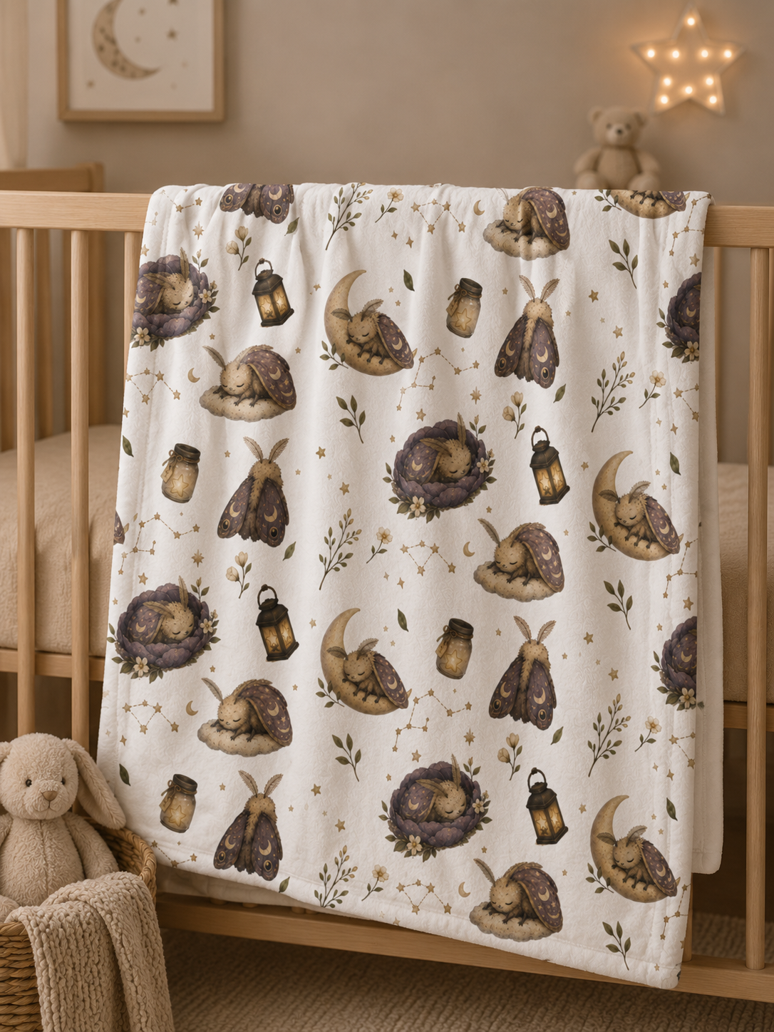 Soft Fleece Baby Blanket - Sleepy Moth
