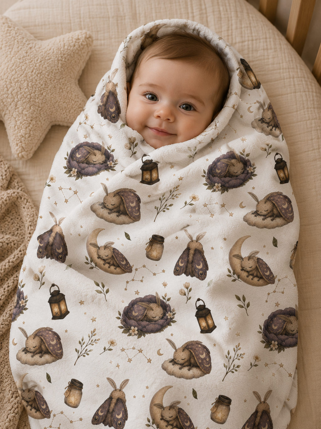 Soft Fleece Baby Blanket - Sleepy Moth
