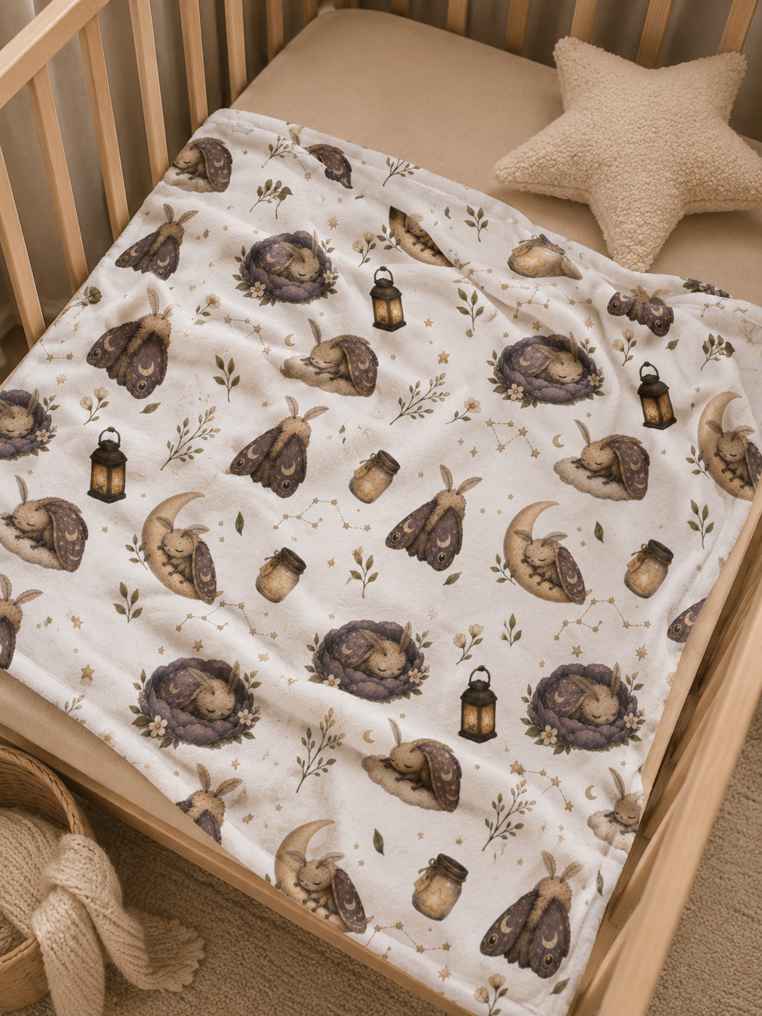 Soft Fleece Baby Blanket - Sleepy Moth