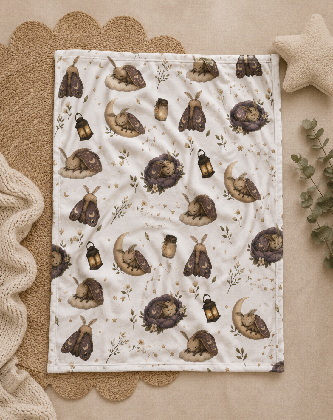 Soft Fleece Baby Blanket - Sleepy Moth