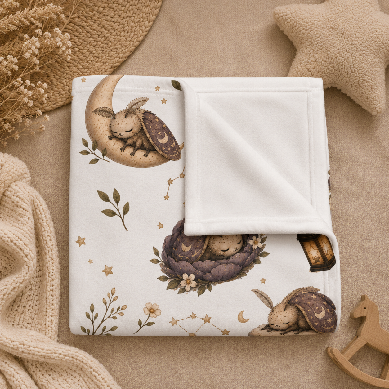 Soft Fleece Baby Blanket - Sleepy Moth