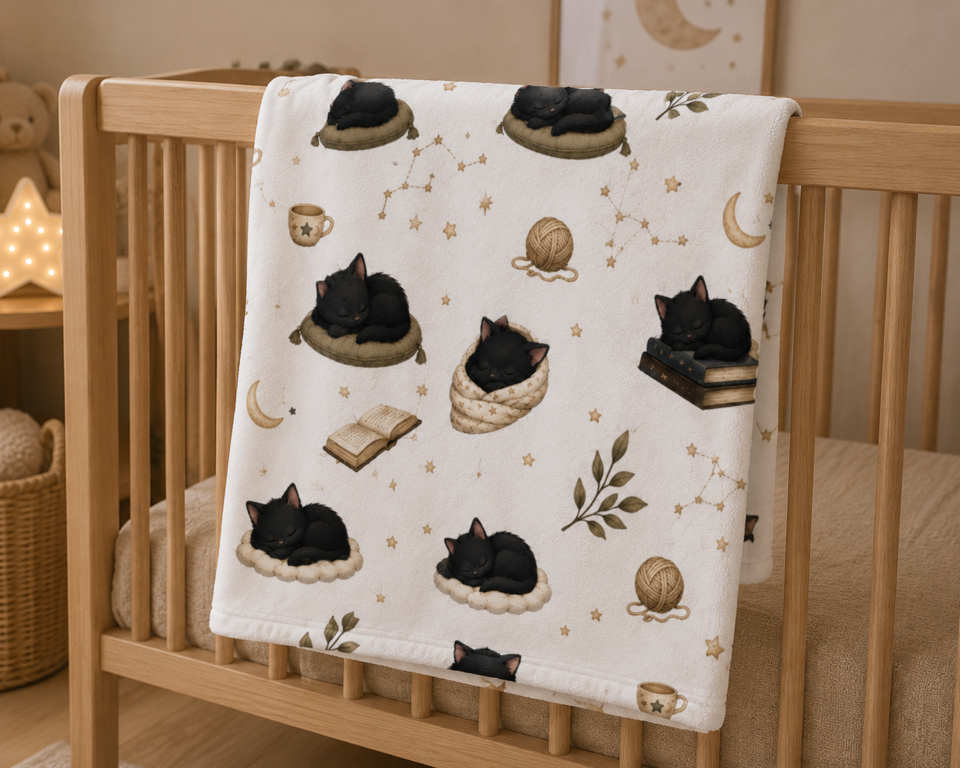 Soft Fleece Baby Blanket - Sleepy Black Cat