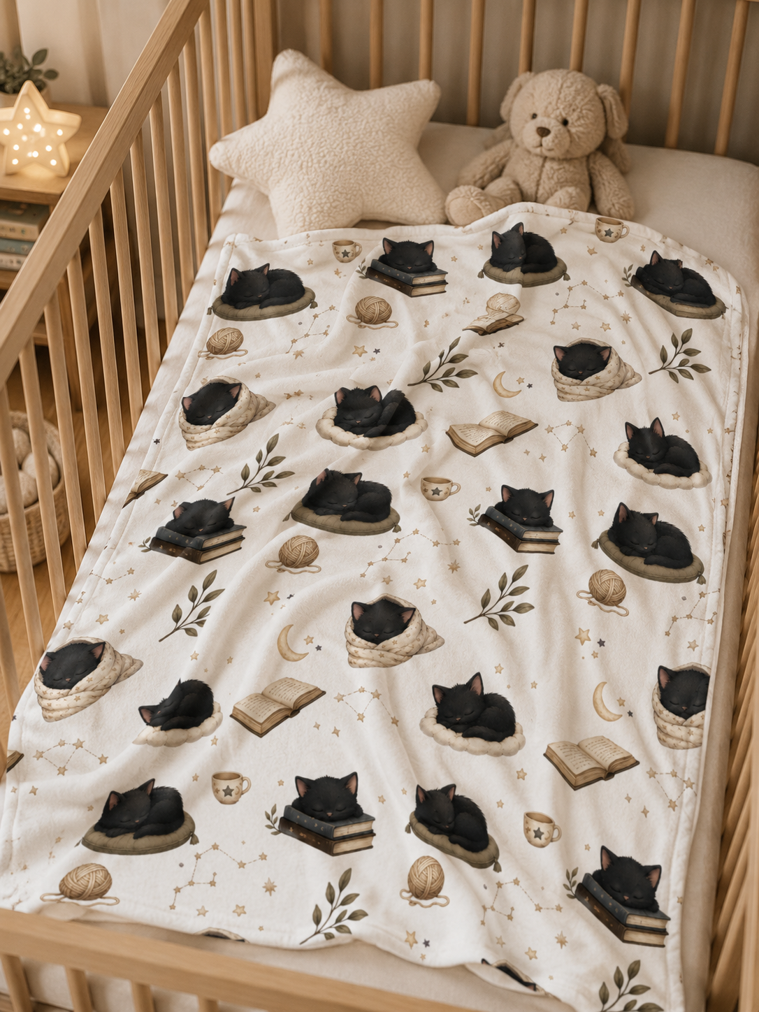 Soft Fleece Baby Blanket - Sleepy Black Cat