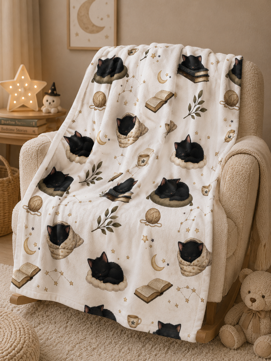 Soft Fleece Baby Blanket - Sleepy Black Cat