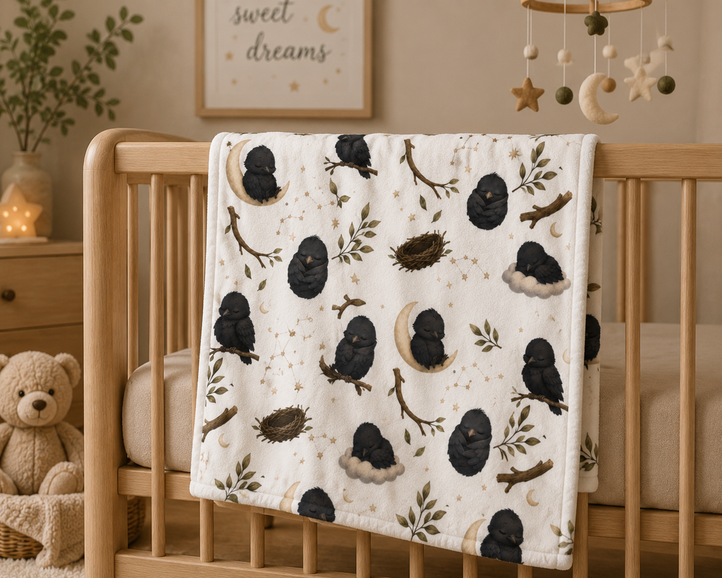 Soft Fleece Baby Blanket - Sleepy Crow