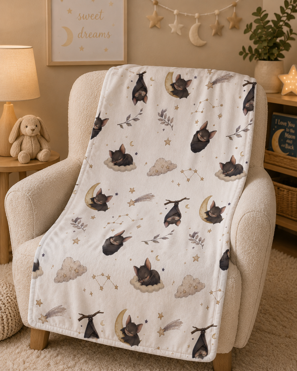 Soft Fleece Baby Blanket - Sleepy Bat