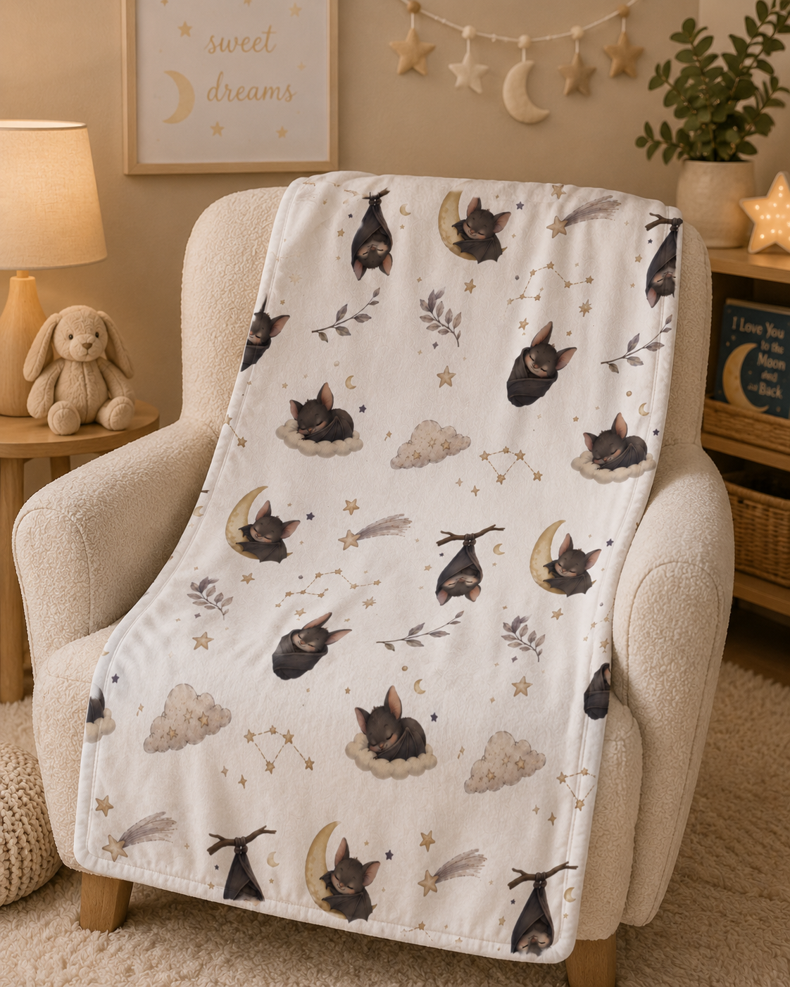 Soft Fleece Baby Blanket - Sleepy Bat