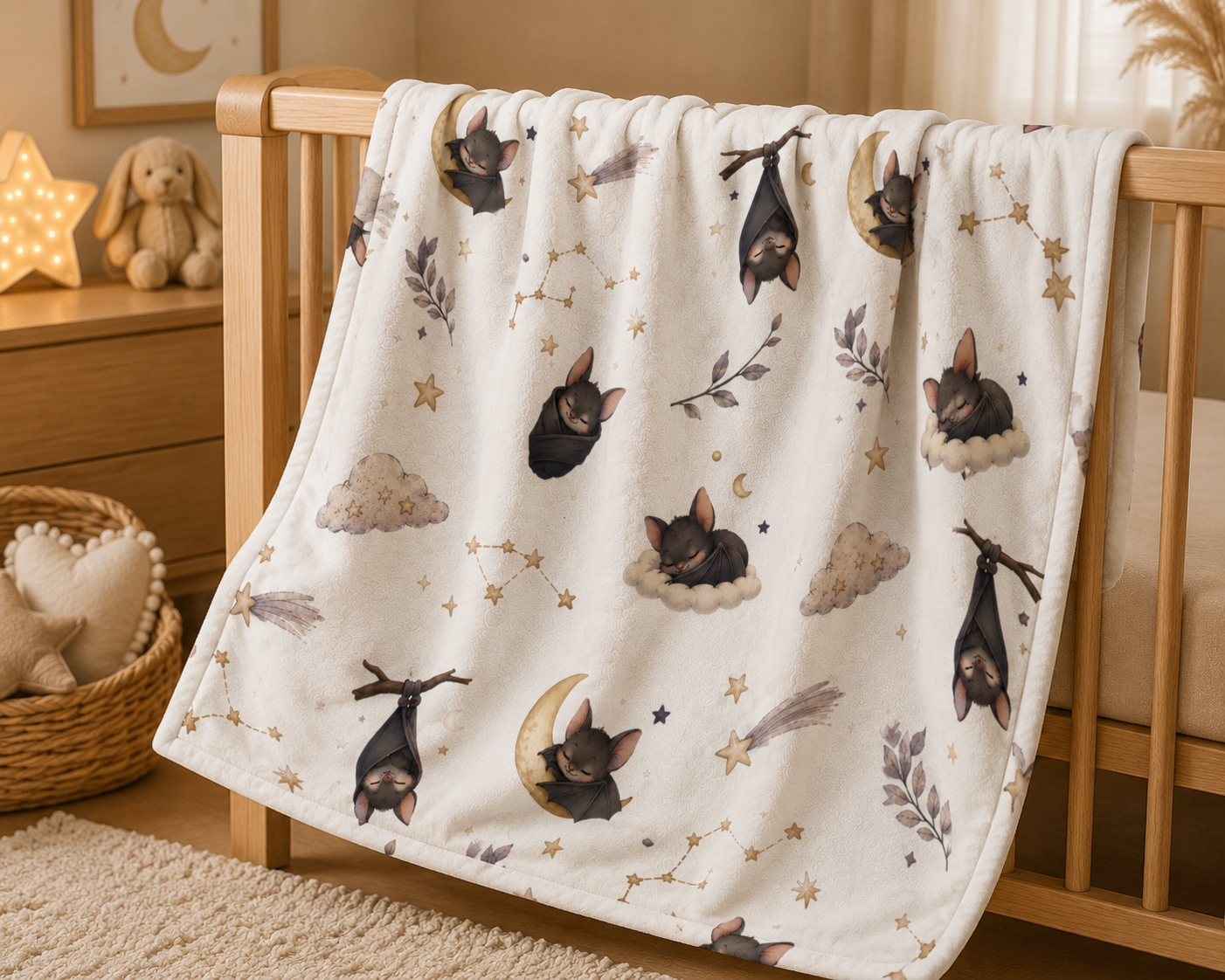 Soft Fleece Baby Blanket - Sleepy Bat