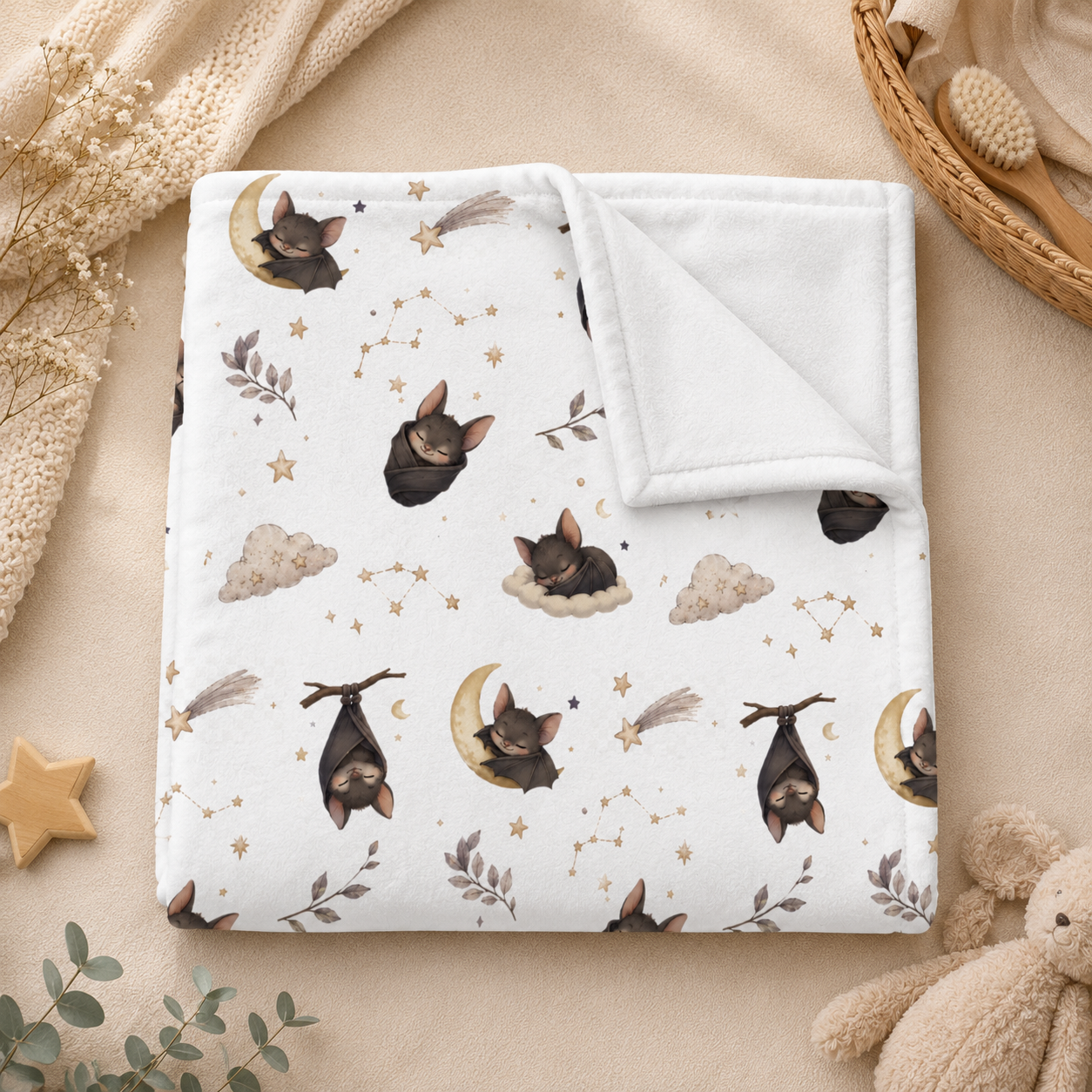 Soft Fleece Baby Blanket - Sleepy Bat