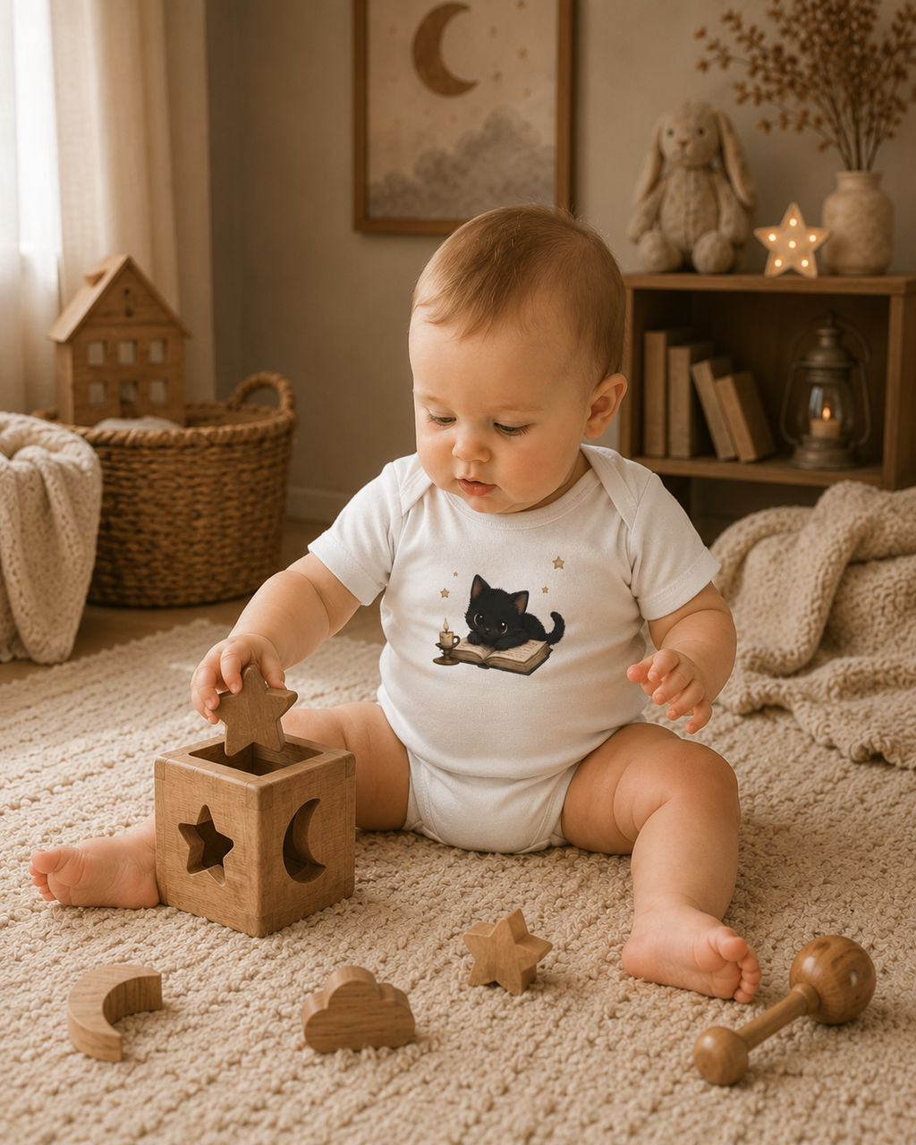 Baby Organic Short Sleeve Body- Black Cat