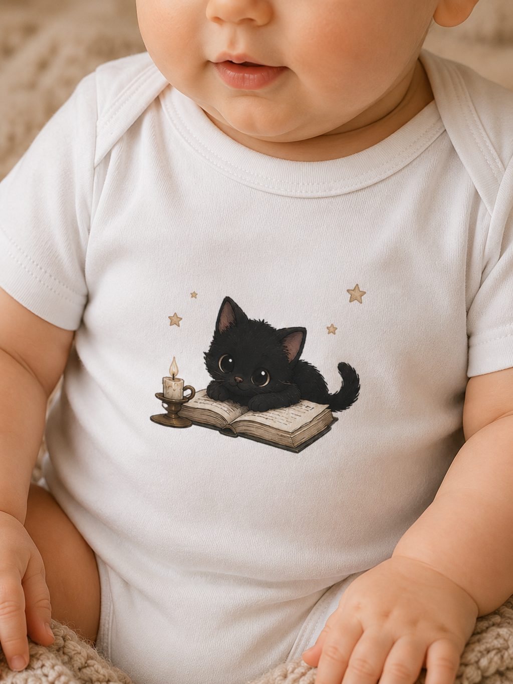 Baby Organic Short Sleeve Body- Black Cat