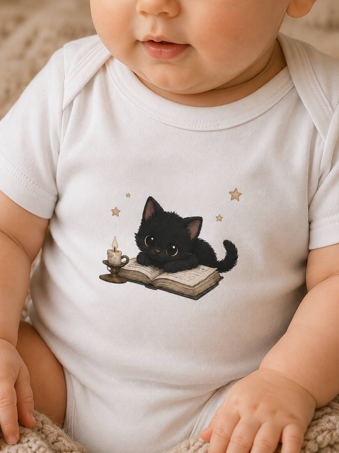 Baby Organic Short Sleeve Body- Black Cat