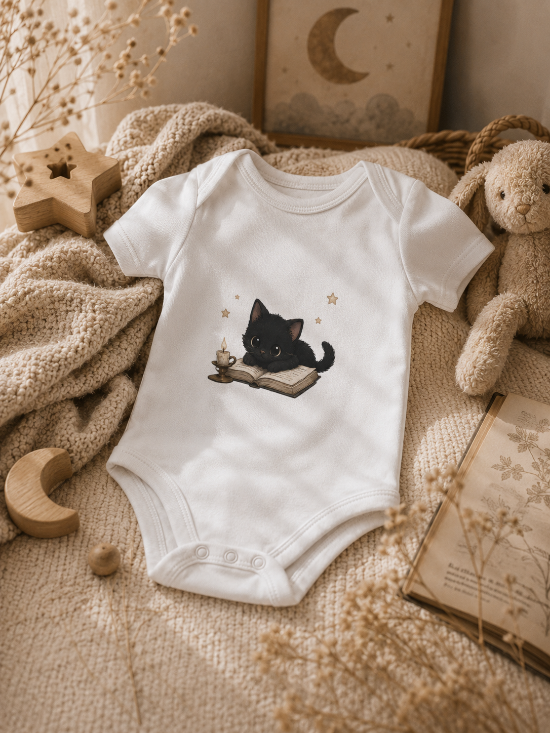 Baby Organic Short Sleeve Body- Black Cat