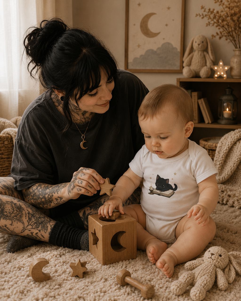 Baby Organic Short Sleeve Body- Black Cat