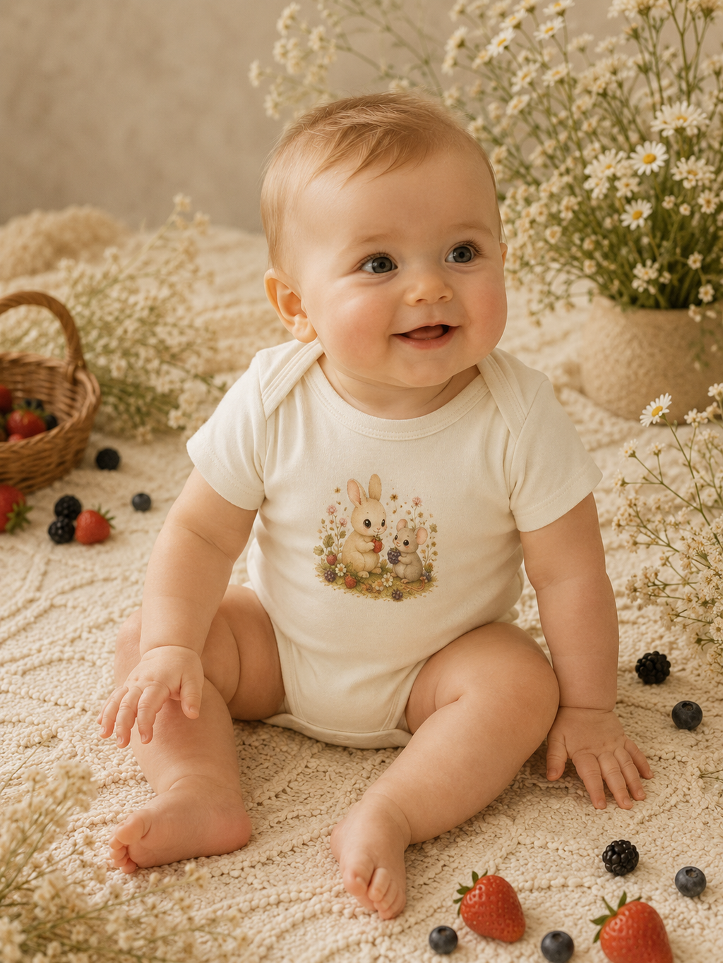 Baby Bodysuit — Cute Bunny & Mouse Onesie