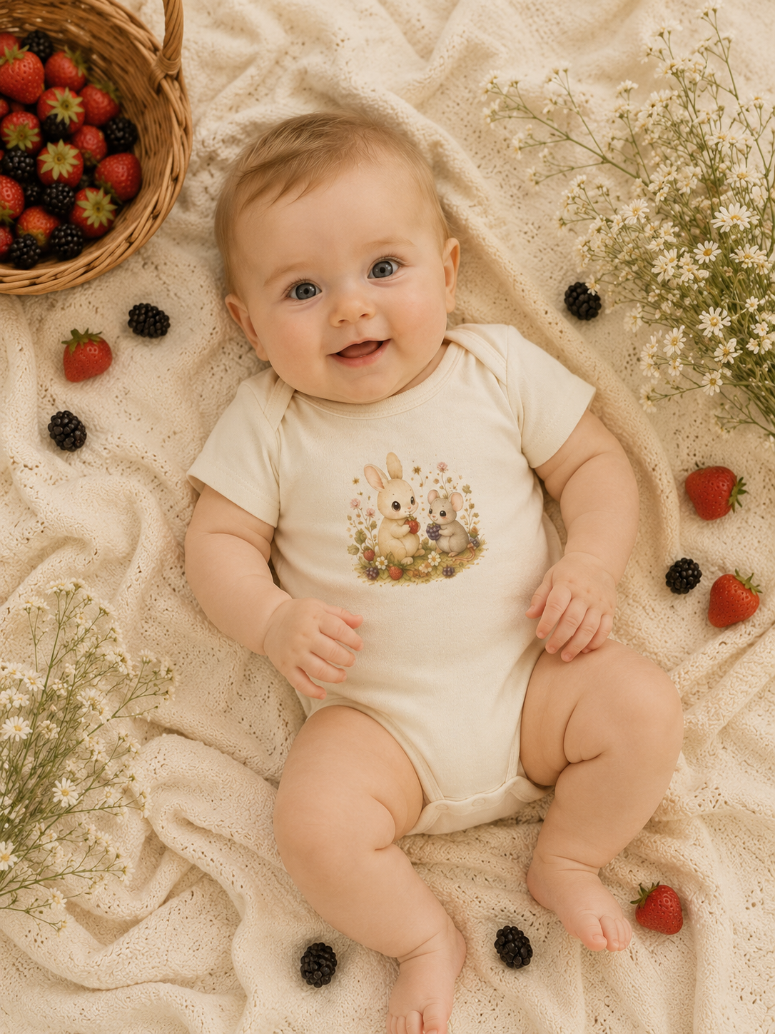Baby Bodysuit — Cute Bunny & Mouse Onesie