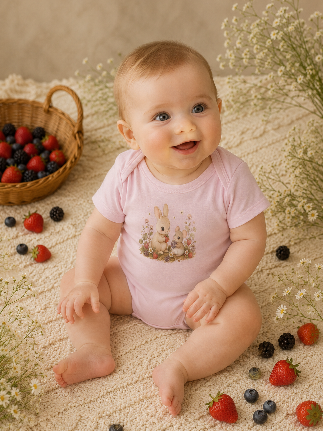 Baby Bodysuit — Cute Bunny & Mouse Onesie