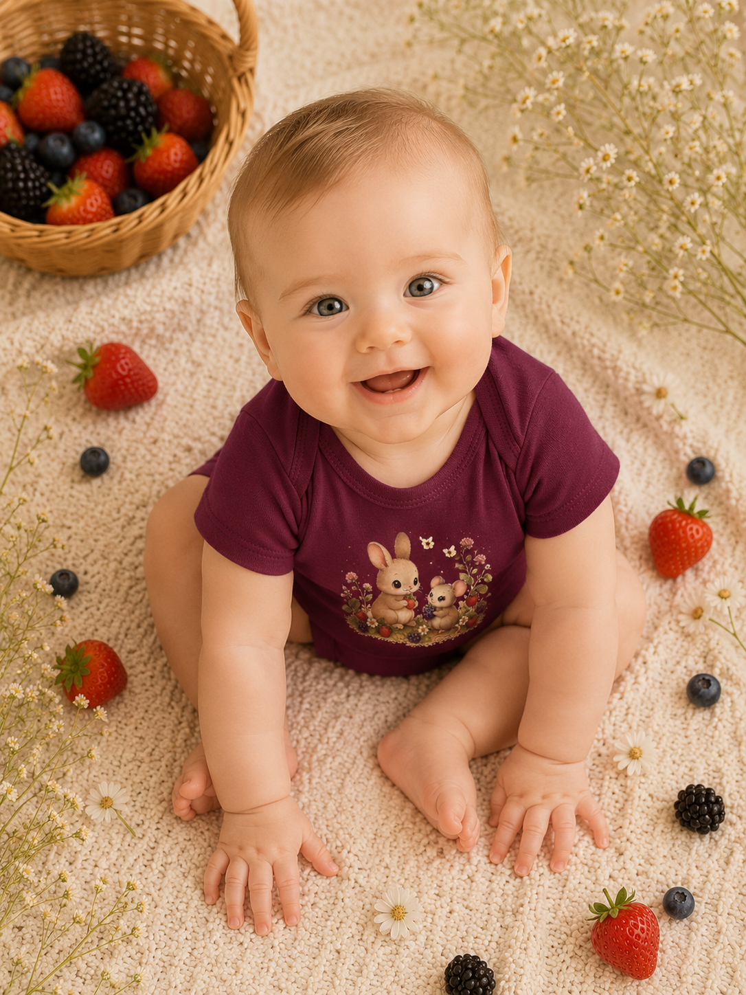 Baby Bodysuit — Cute Bunny & Mouse Onesie