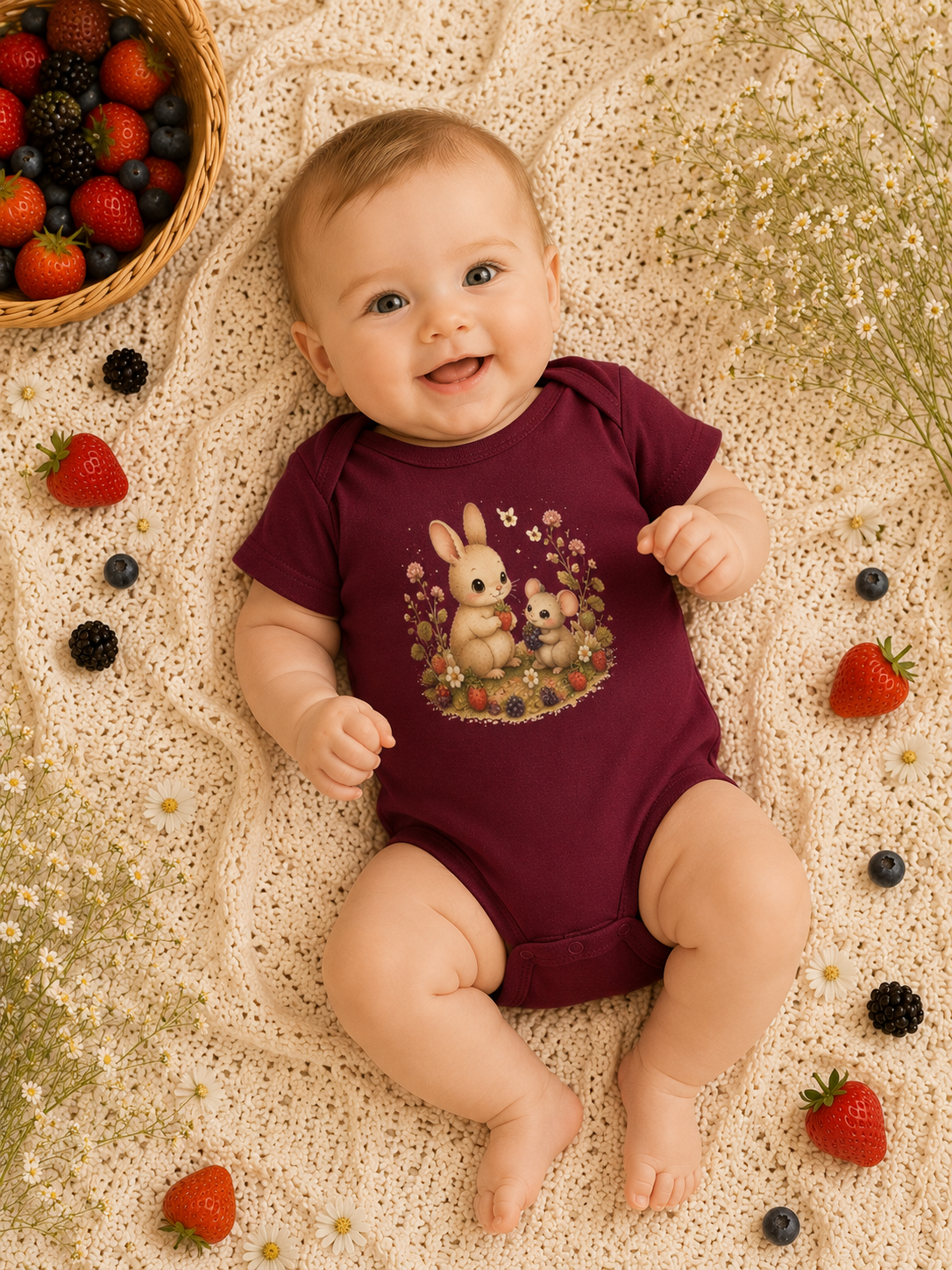 Baby Bodysuit — Cute Bunny & Mouse Onesie