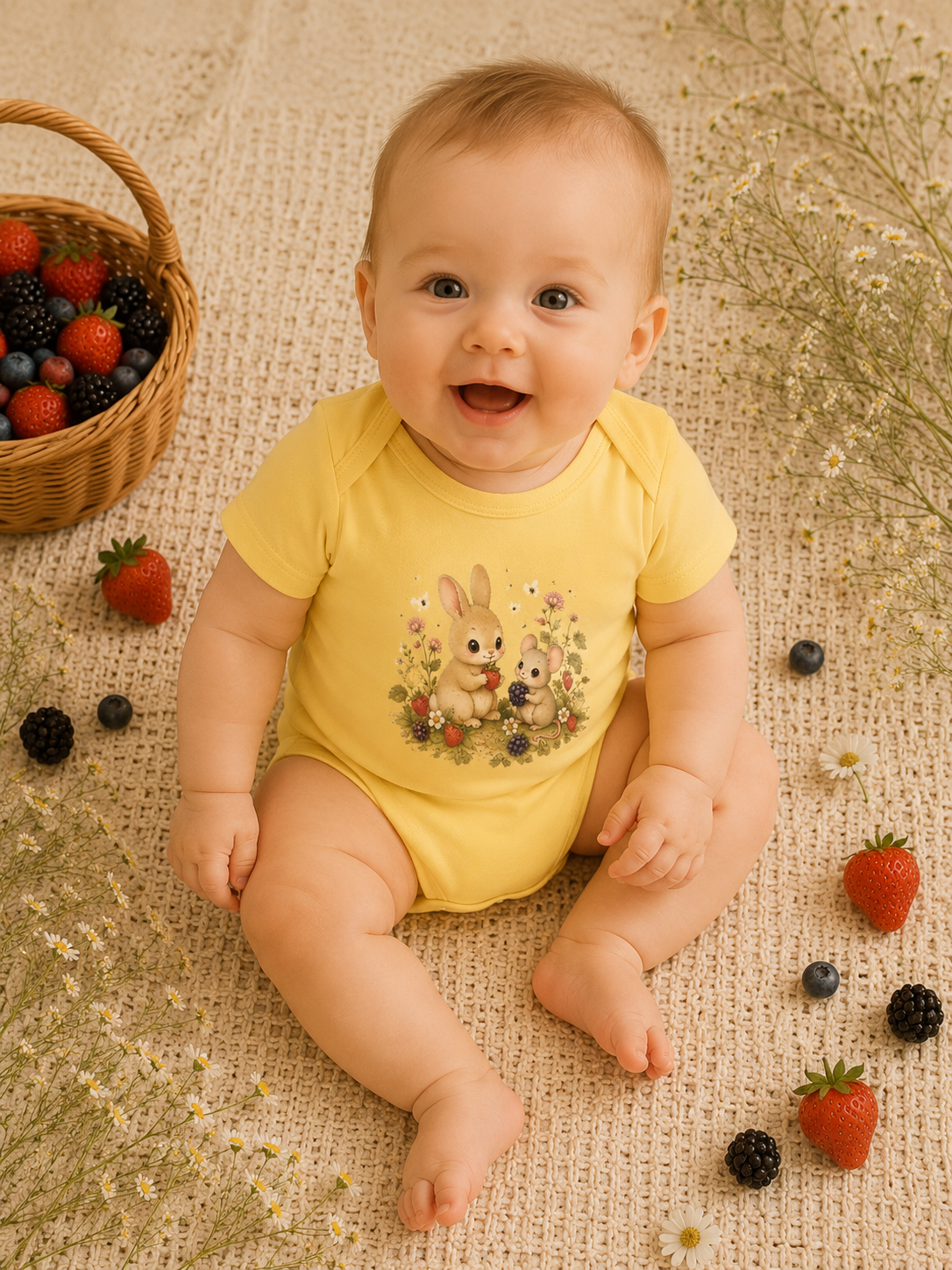 Baby Bodysuit — Cute Bunny & Mouse Onesie