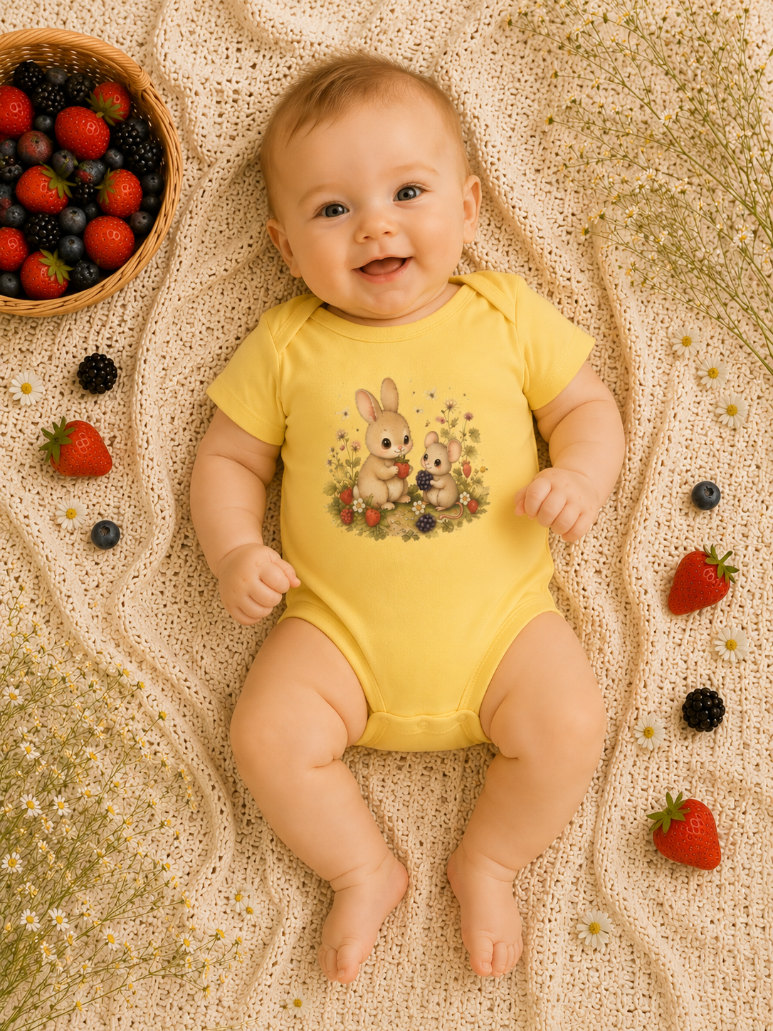 Baby Bodysuit — Cute Bunny & Mouse Onesie