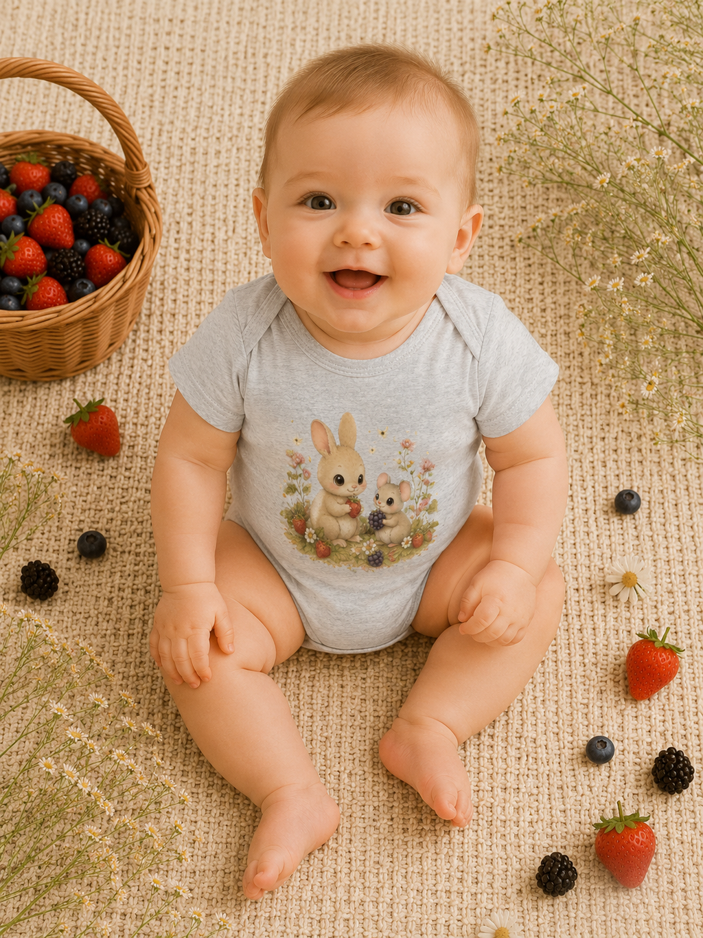 Baby Bodysuit — Cute Bunny & Mouse Onesie
