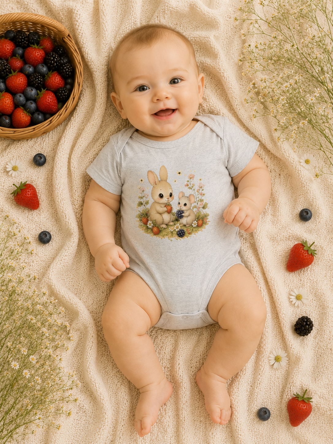 Baby Bodysuit — Cute Bunny & Mouse Onesie