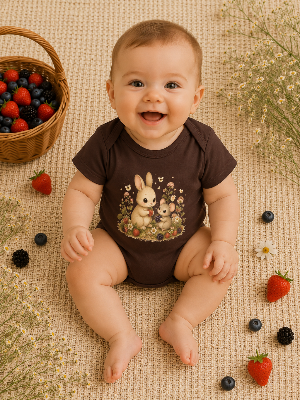 Baby Bodysuit — Cute Bunny & Mouse Onesie