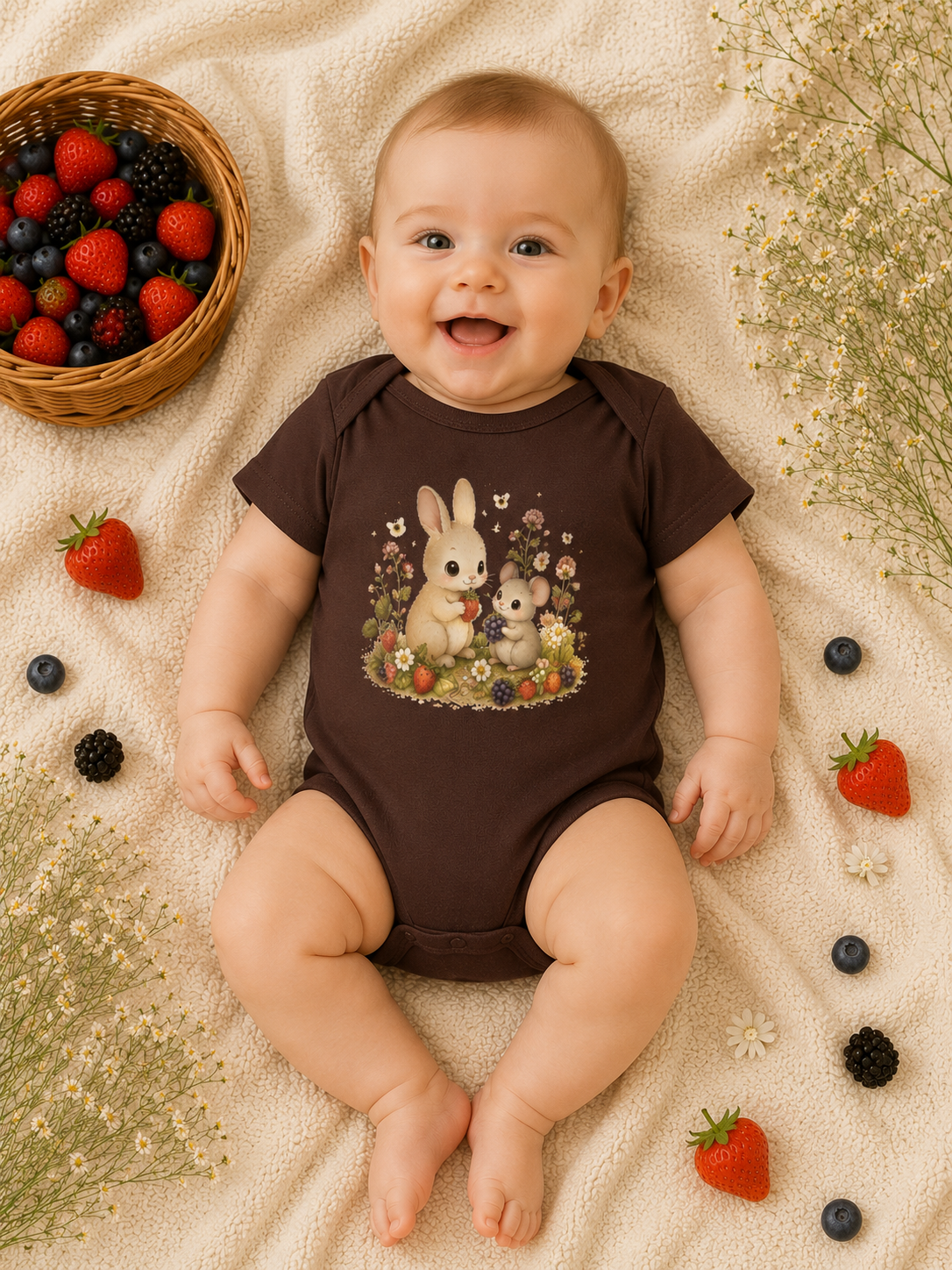 Baby Bodysuit — Cute Bunny & Mouse Onesie