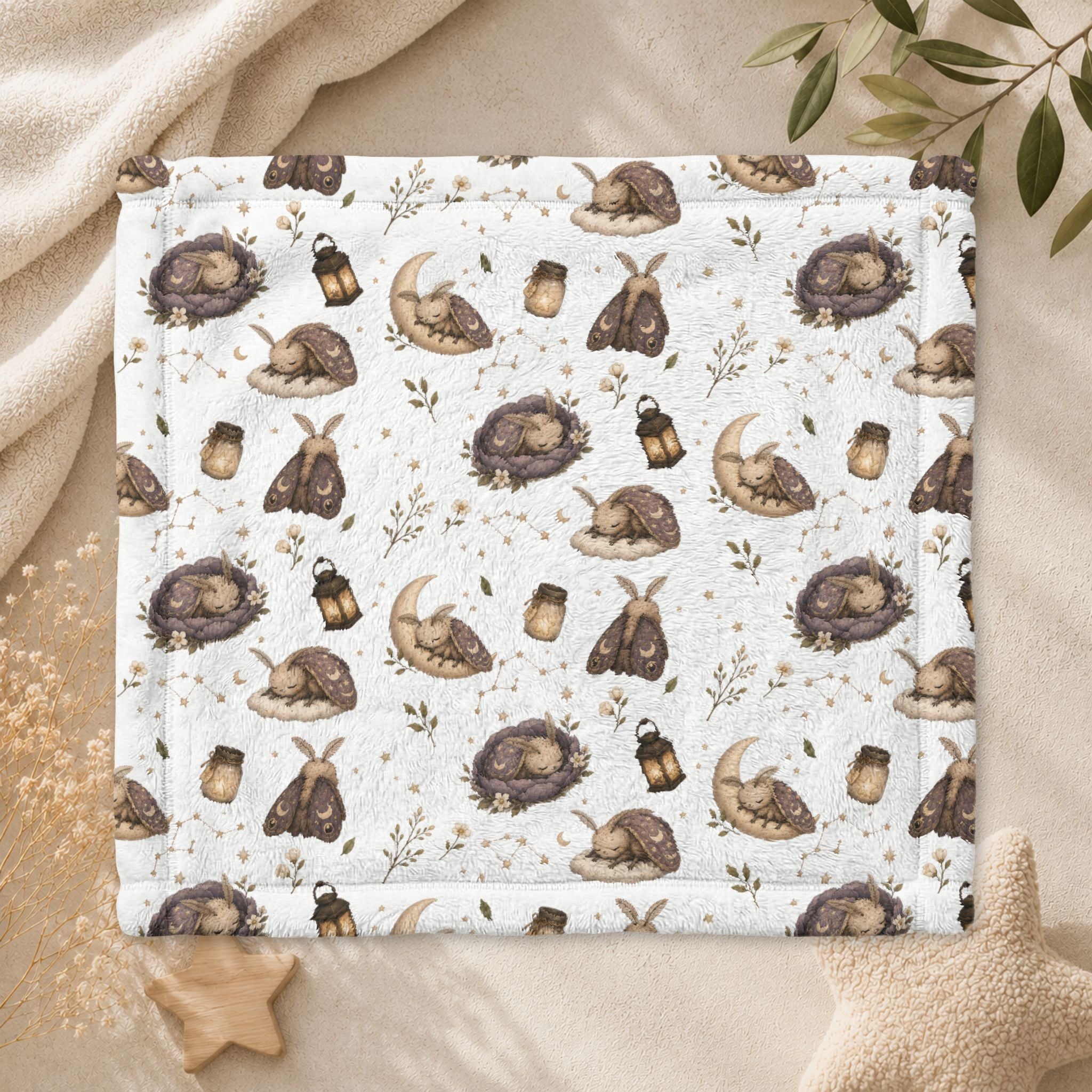 Minky Baby Lovey Blanket - Sleepy Moth
