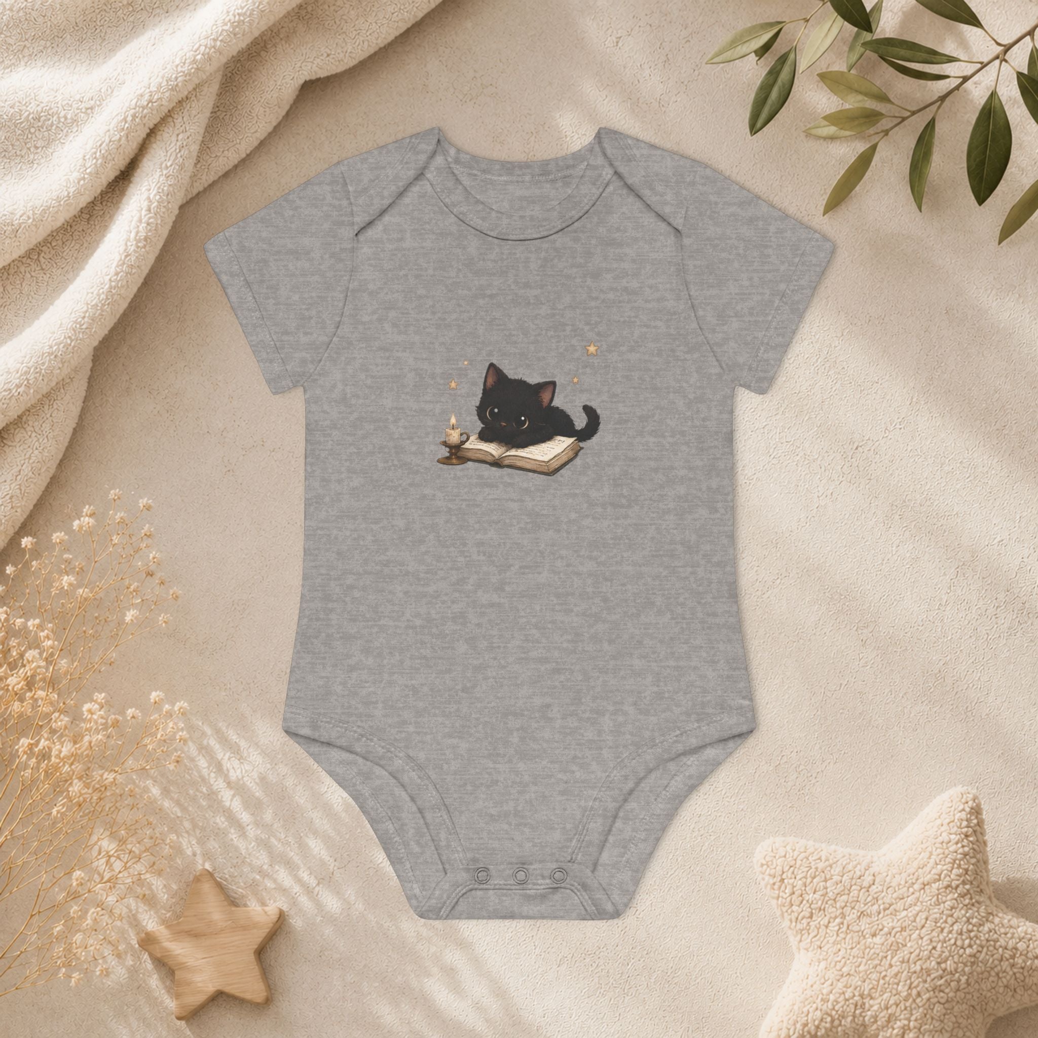 Baby Organic Short Sleeve Body- Black Cat