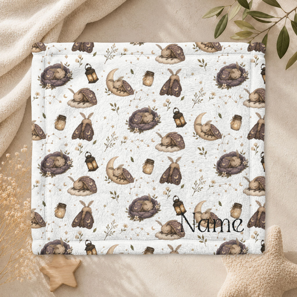 Minky Baby Lovey Blanket - Sleepy Moth