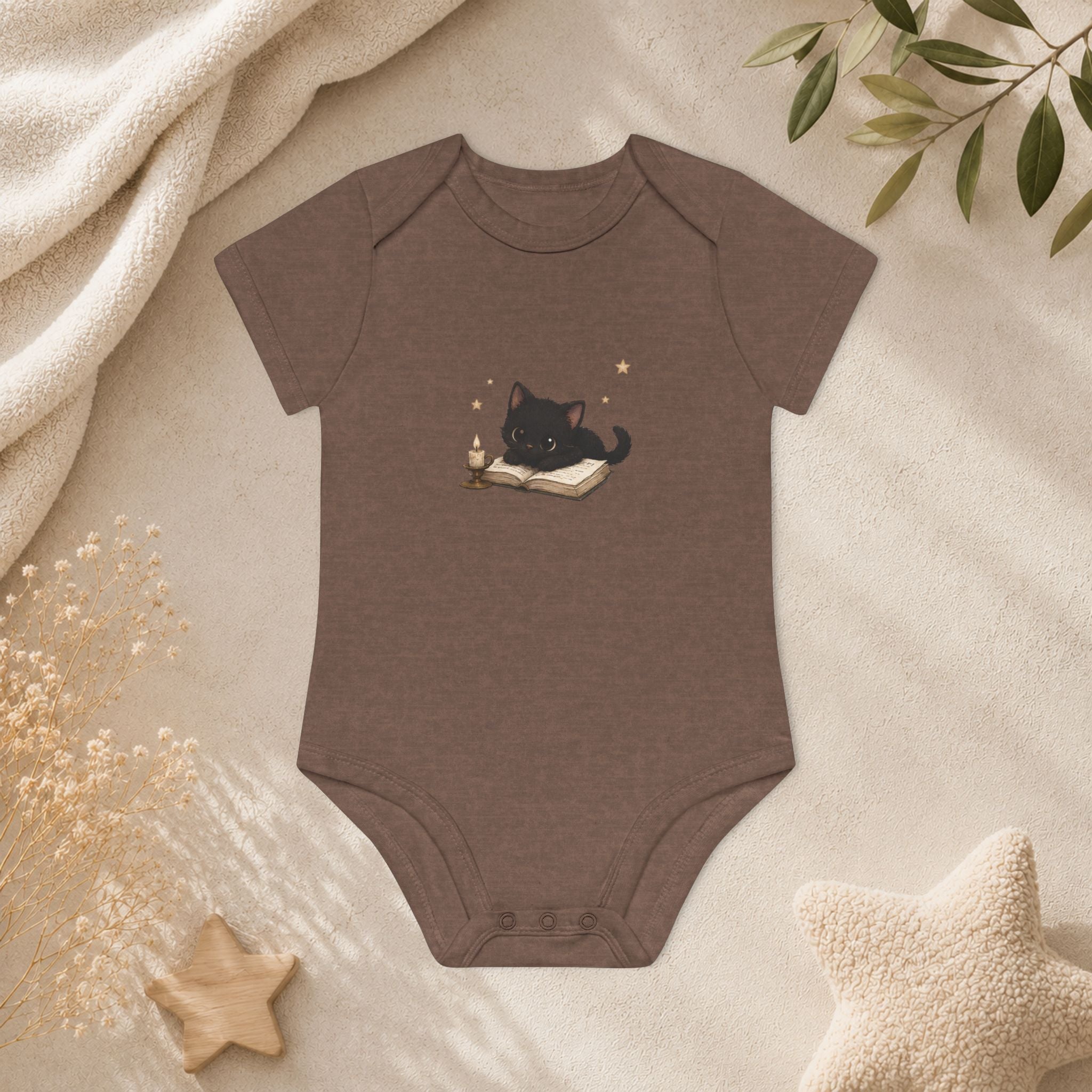 Baby Organic Short Sleeve Body- Black Cat