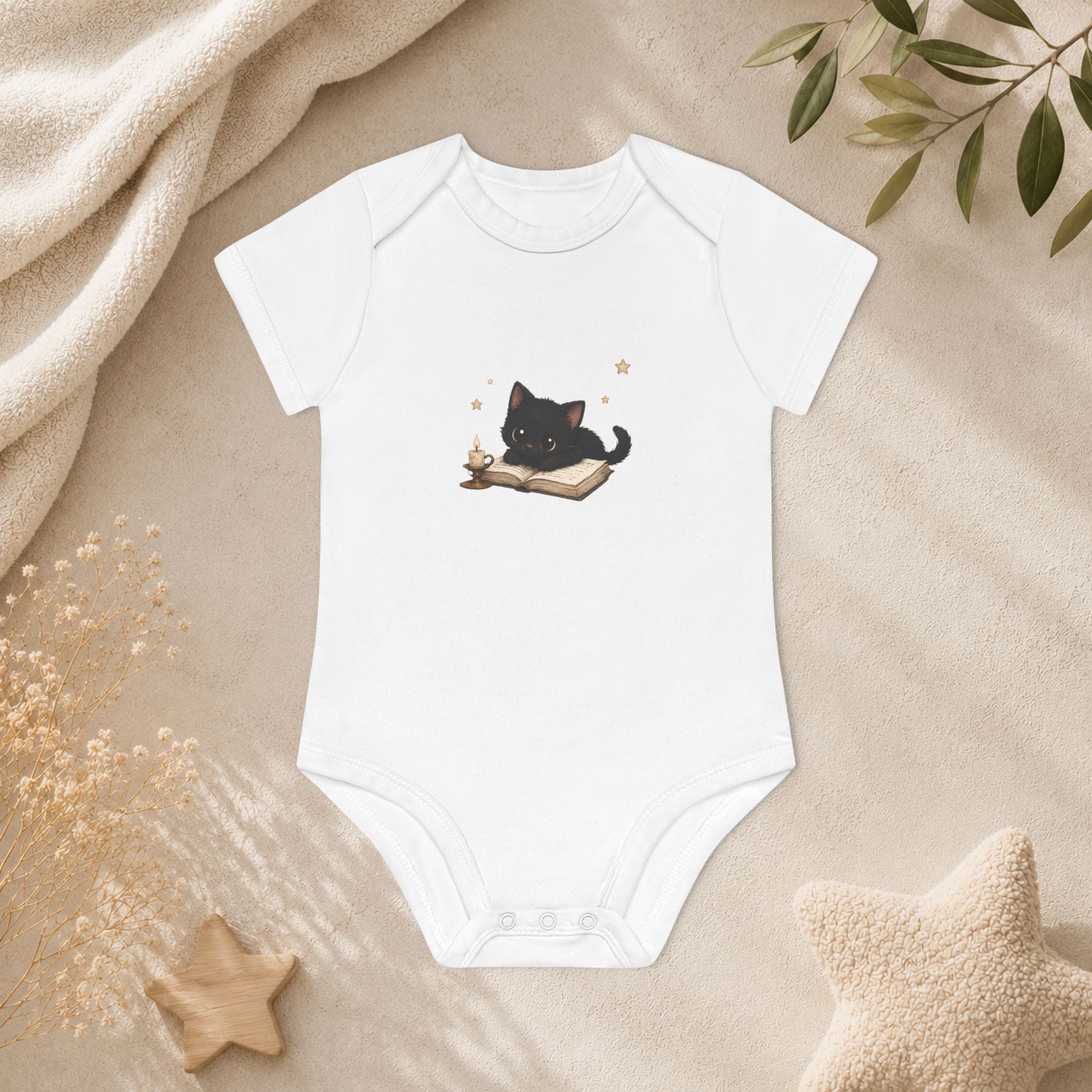 Baby Organic Short Sleeve Body- Black Cat